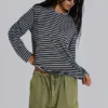 Stripe långärmad topp