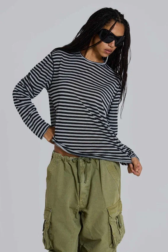 Stripe långärmad topp