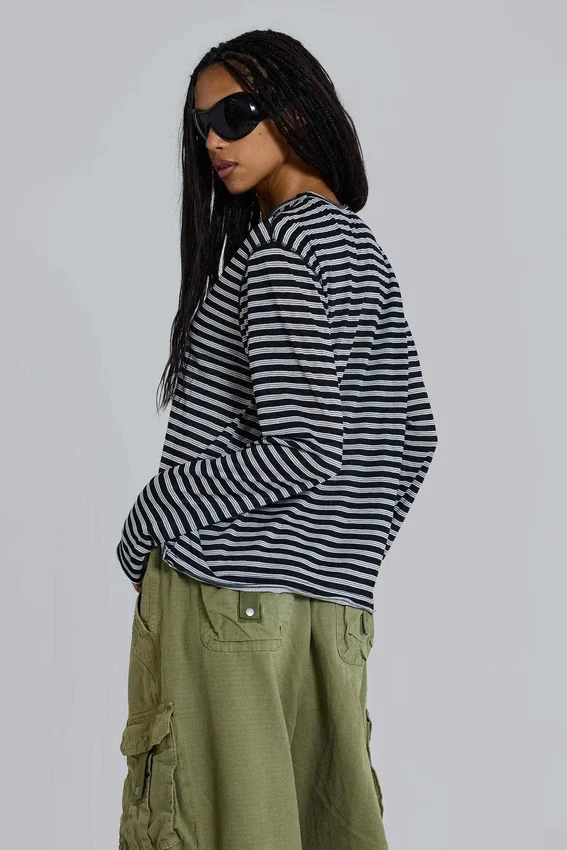 Stripe långärmad topp