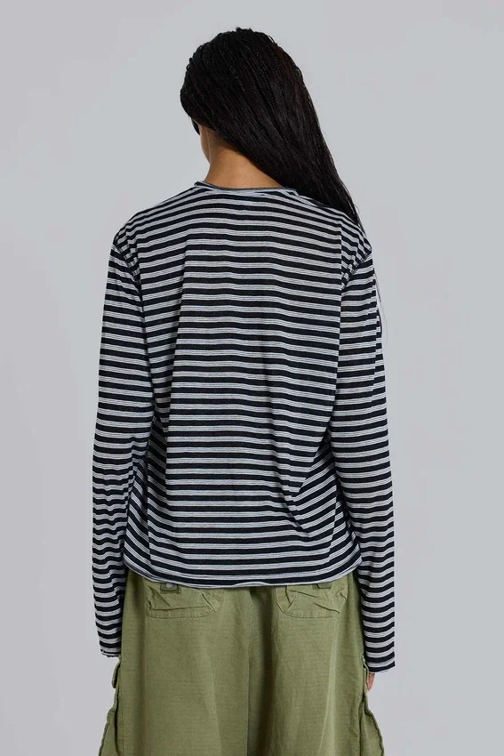 Stripe långärmad topp