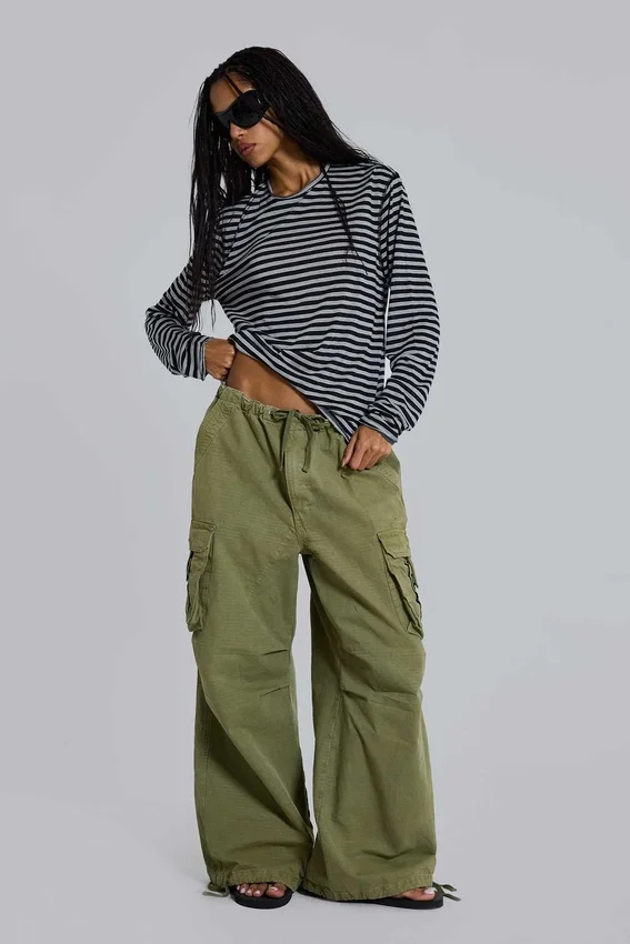 Stripe långärmad topp