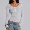 Stripe Mist Henley-top