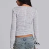 Stripe Mist Henley-top