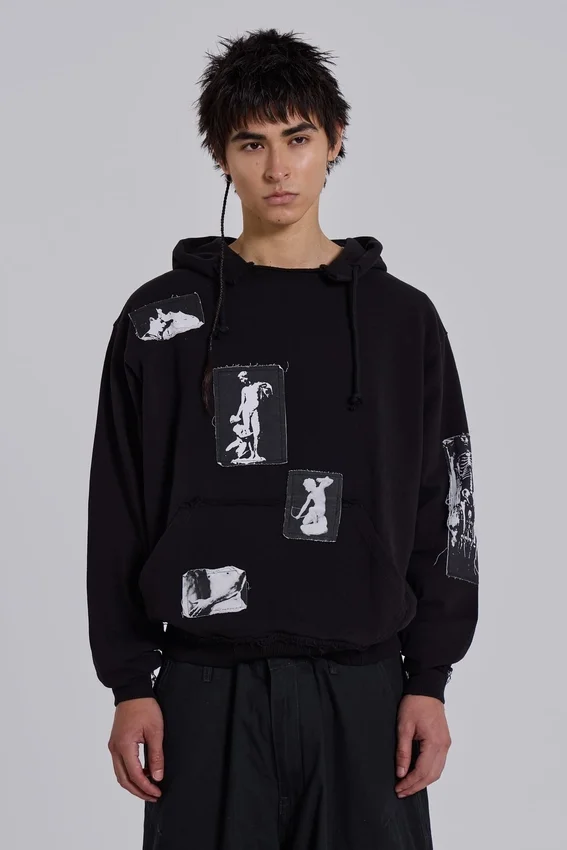 Svart Devoted Patch-hoodie