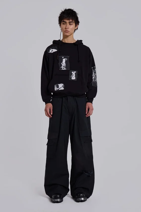 Svart Devoted Patch-hoodie