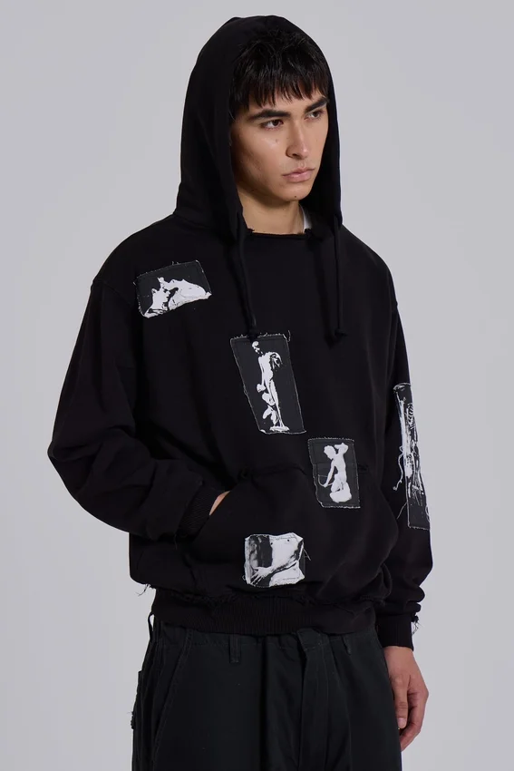 Svart Devoted Patch-hoodie