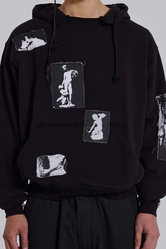 Svart Devoted Patch-hoodie