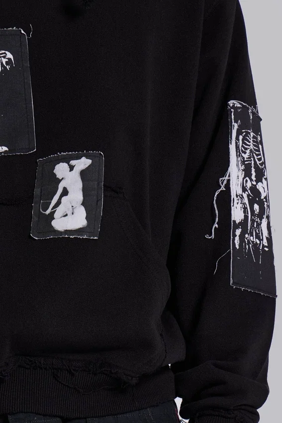 Svart Devoted Patch-hoodie