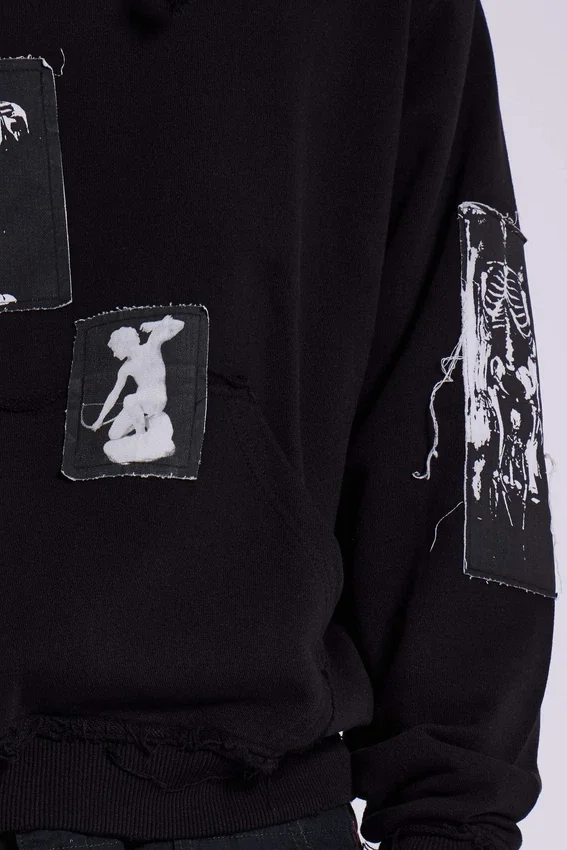 Svart Devoted Patch-hoodie