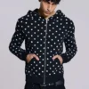 Svart hoodie med prickar