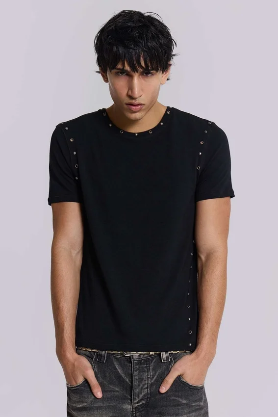 Svart Mist-T-shirt med nitar