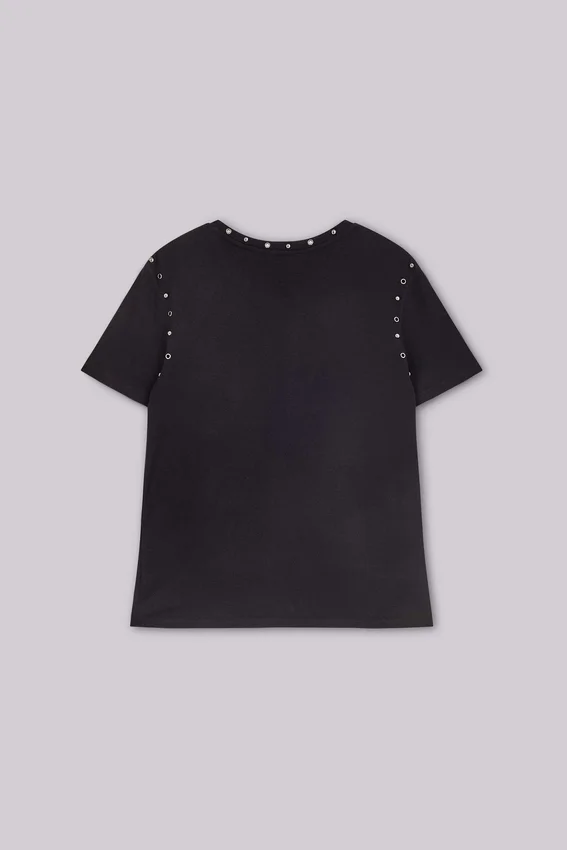 Svart Mist-T-shirt med nitar
