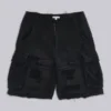 Svarta Beach Cargo-shorts med slitna detaljer