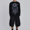 Svarta Beach Cargo-shorts med slitna detaljer