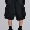 Svarta Beach Cargo-shorts med slitna detaljer