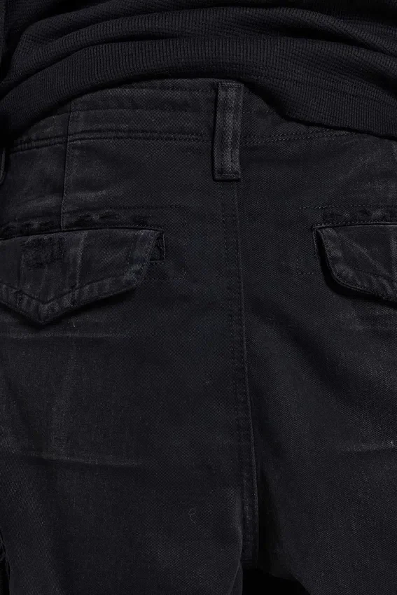 Svarta Beach Cargo-shorts med slitna detaljer