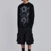 Svarta Beach Cargo-shorts med slitna detaljer