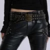 Svarta Carbon Black Studded Drift Bootcut-byxor