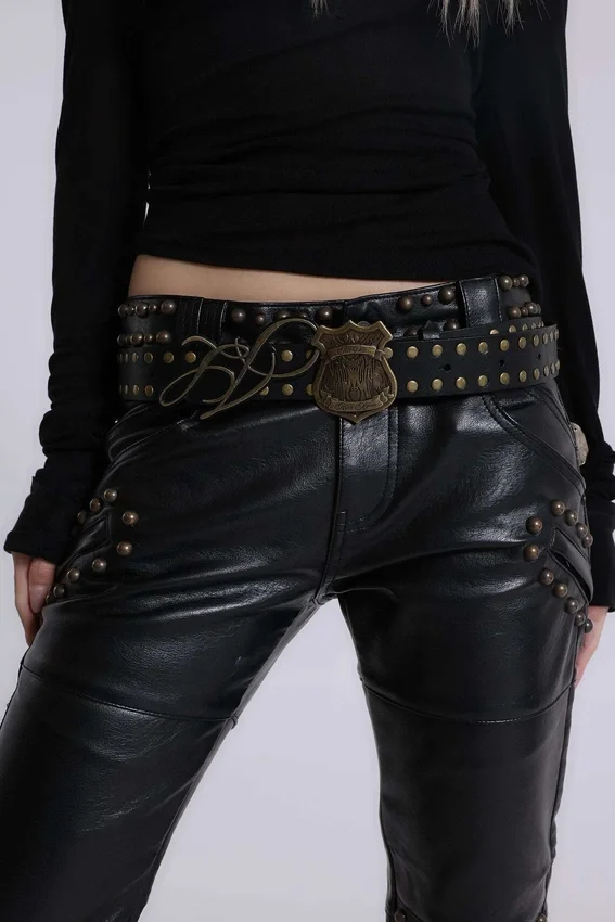 Svarta Carbon Black Studded Drift Bootcut-byxor