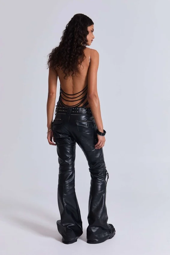 Svarta Carbon Black Studded Drift Bootcut-byxor