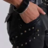 Svarta Carbon Black Studded Drift Bootcut-byxor