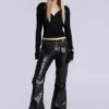 Svarta Carbon Black Studded Drift Bootcut-byxor