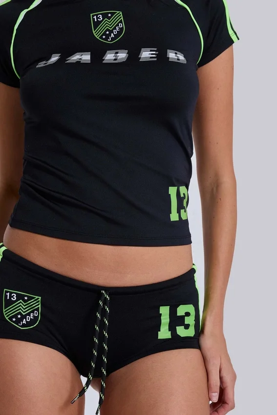 Svarta fotbollsminishorts nr 13
