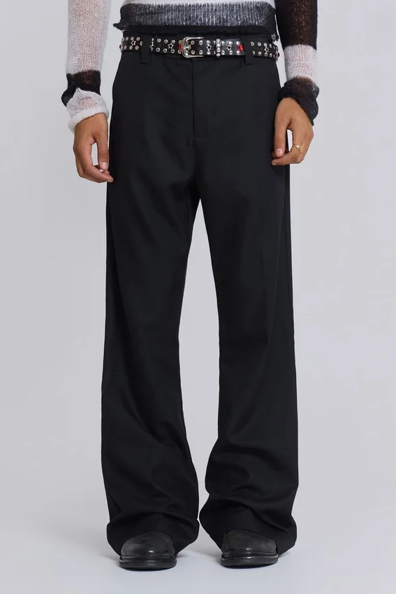 Svarta kostymbyxor med bootcut-passform