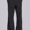 Svarta kostymbyxor med finränder och staplad bootcut
