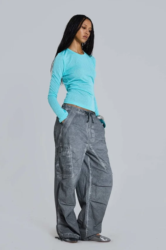 Svarta Parachute Pants i oljetvätt