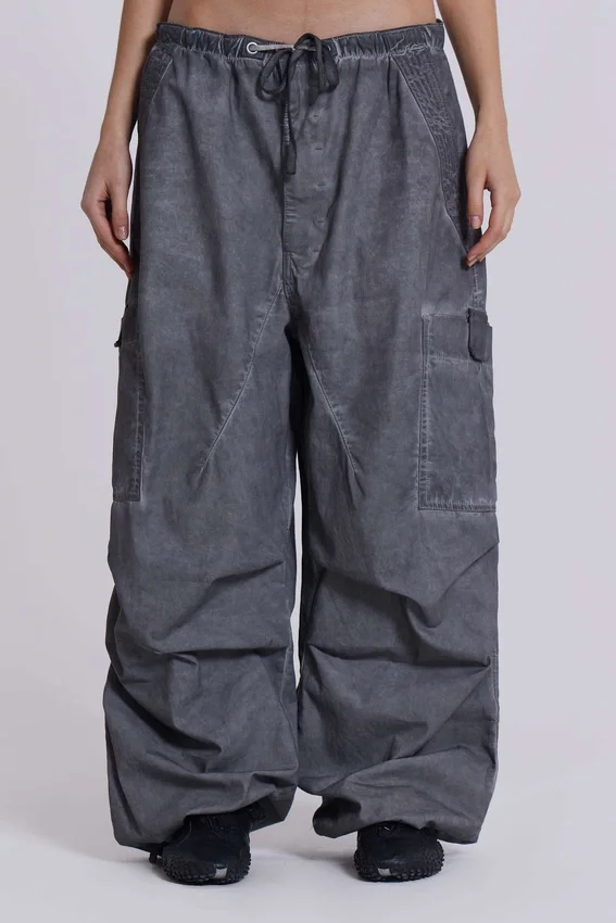 Svarta Parachute Pants i oljetvätt
