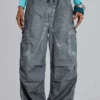 Svarta Parachute Pants i oljetvätt