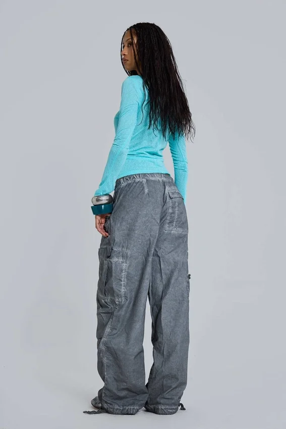 Svarta Parachute Pants i oljetvätt