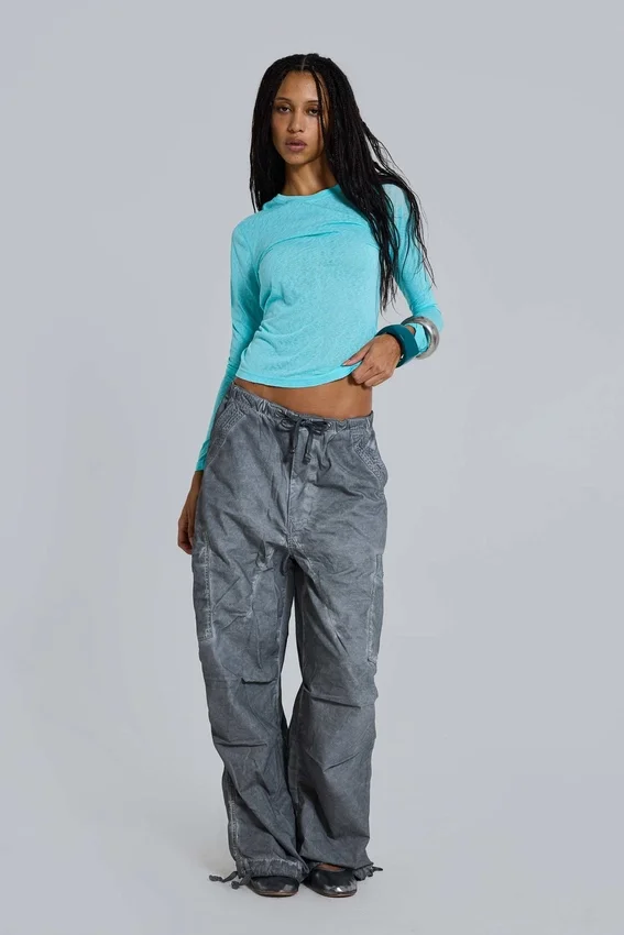 Svarta Parachute Pants i oljetvätt