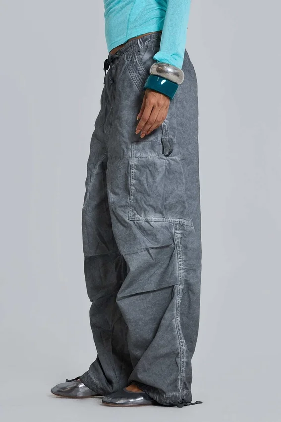 Svarta Parachute Pants i oljetvätt