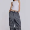 Svarta Parachute Pants i oljetvätt