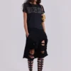 Svarta slitage-behandlade Monster-shorts