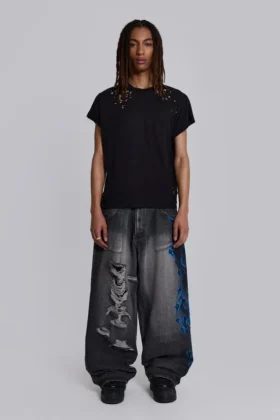 Svarta Spike Airbrush XL Colossus Jeans med hål