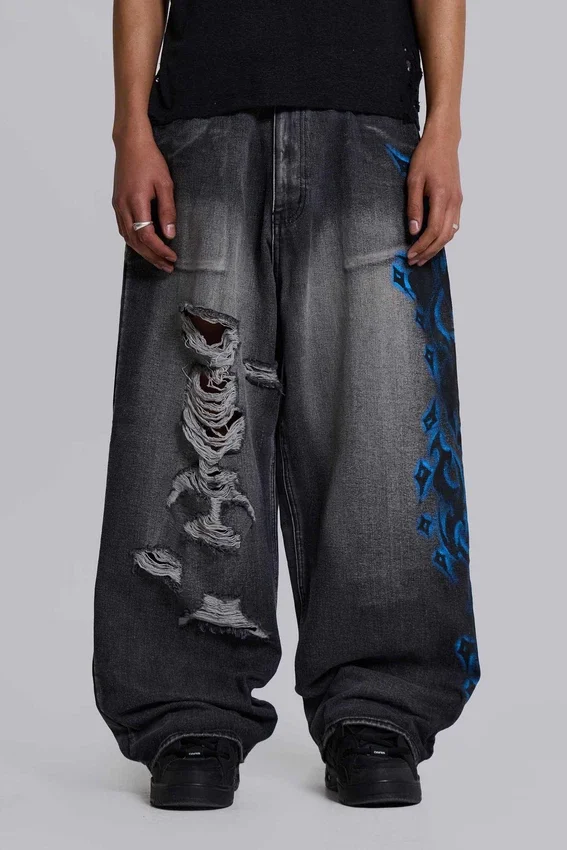 Svarta Spike Airbrush XL Colossus Jeans med hål