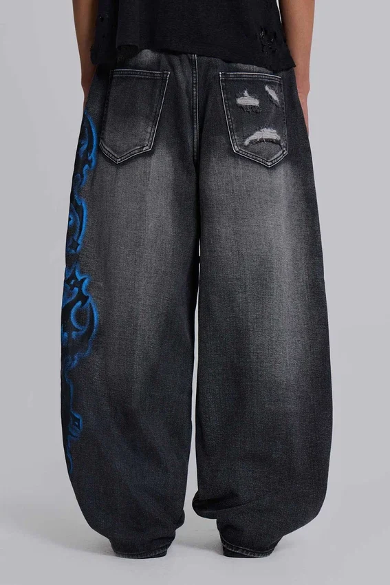 Svarta Spike Airbrush XL Colossus Jeans med hål