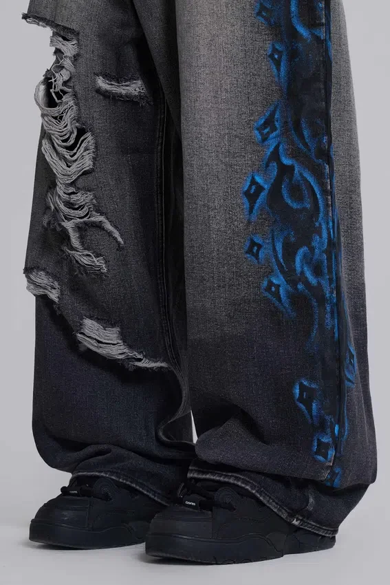 Svarta Spike Airbrush XL Colossus Jeans med hål