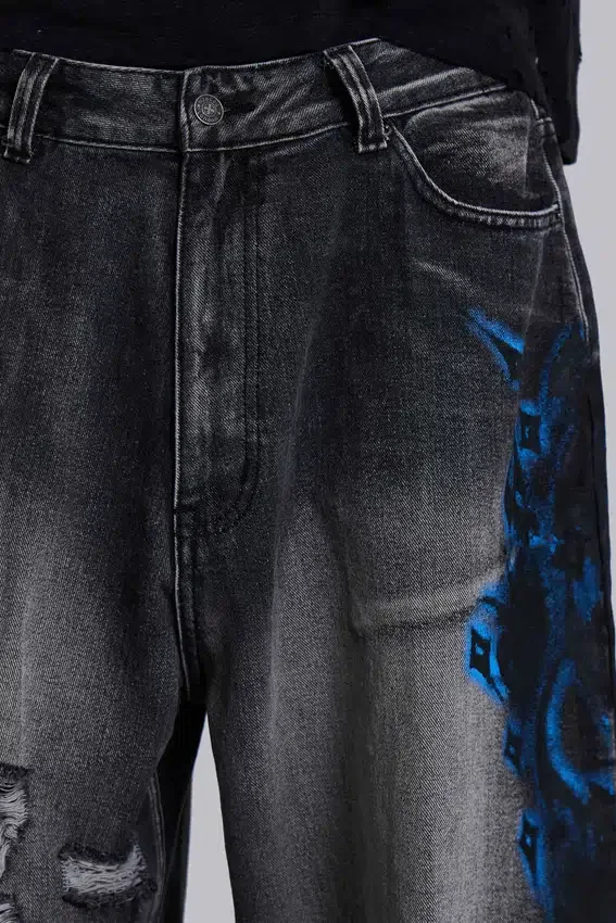 Svarta Spike Airbrush XL Colossus Jeans med hål