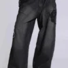 Svarta XL Colossus Jeans med upphöjd broderi