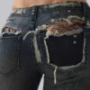 Tori slitna bootcut-Jeans i spets med låg midja