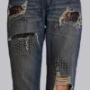 Tori slitna bootcut-Jeans i spets med låg midja