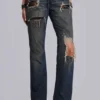 Tori slitna bootcut-Jeans i spets med låg midja