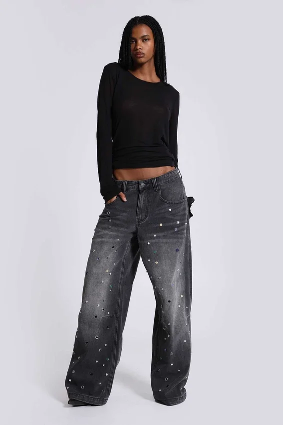 Trixa Colossus Jeans med smyckesnitar