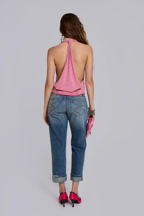 Tullia Sripe Jersey Drape Top