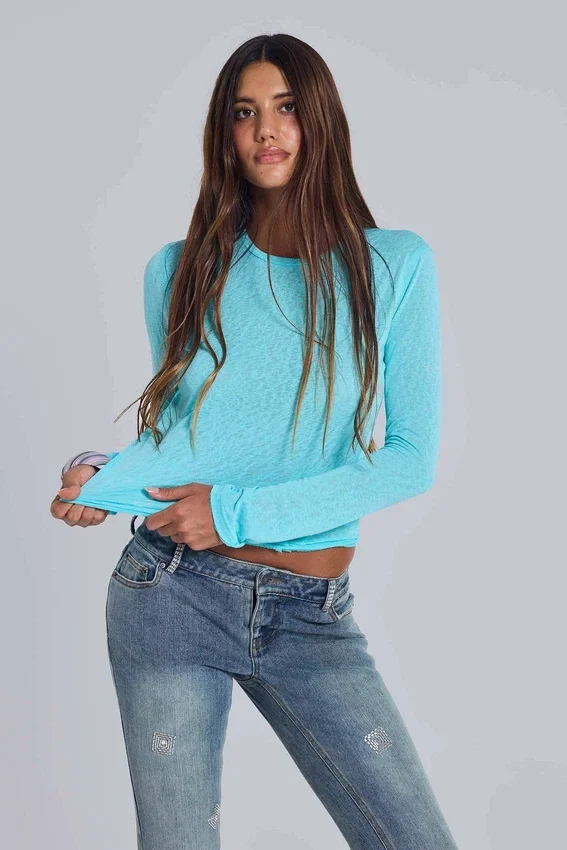 Turquoise Mist långärmad topp