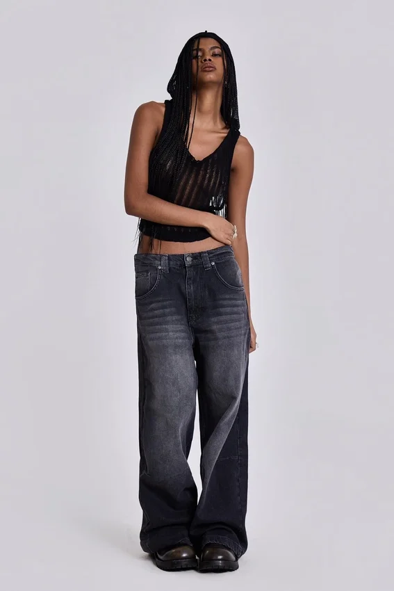 Tvättade svarta Colossus Jeans